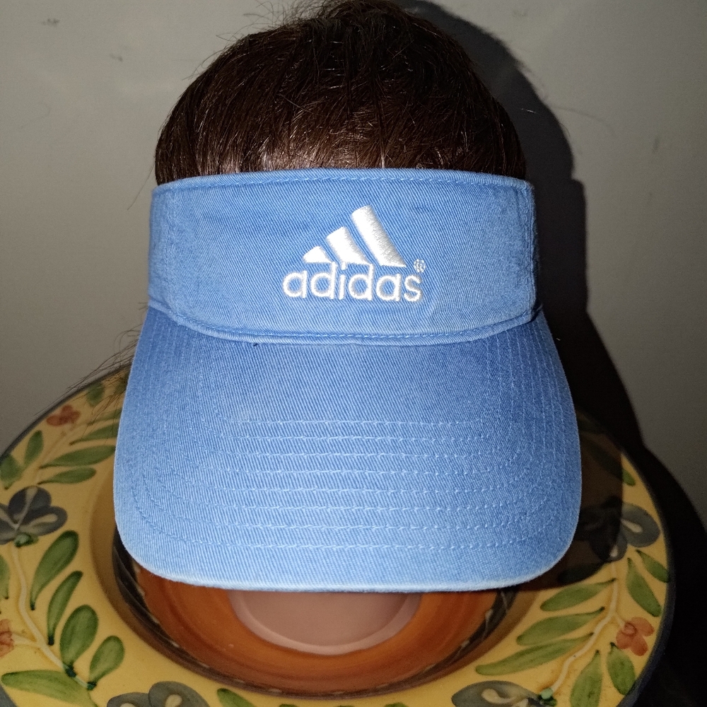 Vtg Adidas Embroidered Three Stripes Adjustable Strapback Golf Visor